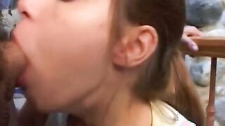 Babe hispanic with nice hooters got her snatch eaten and banged! on staircase