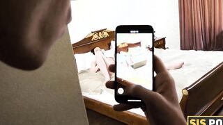 SISPORN. Man pleases vulgar stepsister by scoring her soak muff into bed