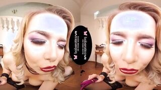 Solo blonde woman, Nikky Dream is masturbating, in VR