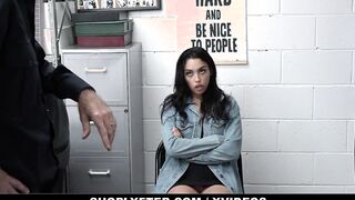 Shoplyfter - Bombshell shoplifting 19 yo (Vanessa Sky) has to deep throat the security's long penis