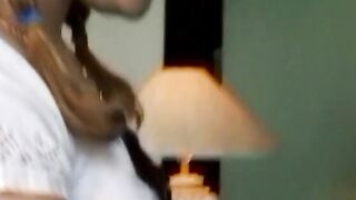 Turned On blond with beautiful tits a fat white penis then facial