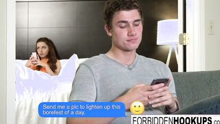 Beauty Dark Hair bangs her step-brother