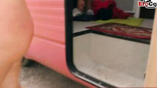German housewife thot at outdoors pick up and car plowed