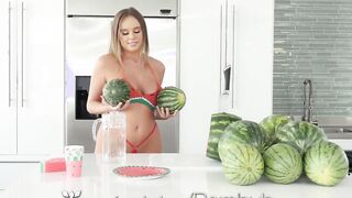 PASSION-HD Huge Tit Dark Hair Pours Watermelon Down Her Body