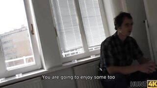 HUNT4K Perfect sex on white couch helps lovers got necessary cash