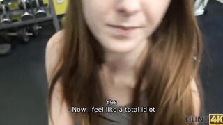 HUNT4K sexy with bubble booty sells cunt into front of the mirror