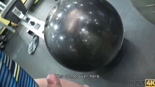 HUNT4K sexy with bubble booty sells cunt into front of the mirror