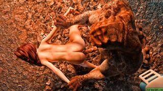 Twat-hunting reptilian. Monster Sex 3D