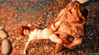 Twat-hunting reptilian. Monster Sex 3D