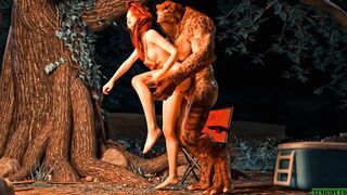 Twat-hunting reptilian. Monster Sex 3D