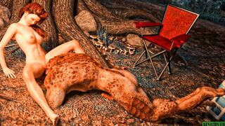 Twat-hunting reptilian. Monster Sex 3D