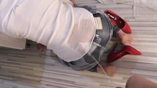 Desperate Pissing inside Jeans into Kitchen next He Peeing on My Booty Jugs and into Mouth