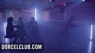 French Goddess dark haired Clea Gaultier seduces the bartender into the WC