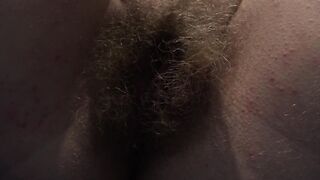 Very unshaved vagina and soak pink hole close-up. Private bondage and ASMR.