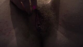 Very unshaved vagina and soak pink hole close-up. Private bondage and ASMR.