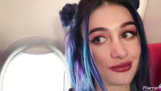 Nice facial into the airplane's outside bathroom wow