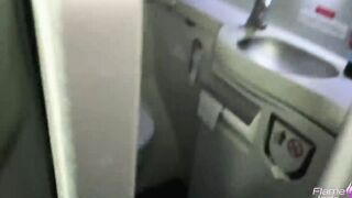 Nice facial into the airplane's outside bathroom wow