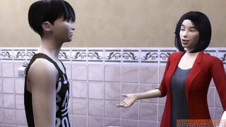 Japanese Son Fucks Japanese Cougar After Taking A Bath Tub And Hides Under Her Bed - Family Sex Taboo