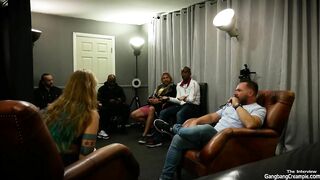 Gang Bang Cummed - Dyke sexy Electra Decides To Do A babe Interracial Gang Bang! Can The Men Turn Her Over With Their Creampies Into Her Cunt??