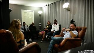 Gang Bang Cummed - Dyke sexy Electra Decides To Do A babe Interracial Gang Bang! Can The Men Turn Her Over With Their Creampies Into Her Cunt??