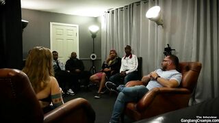 Gang Bang Cummed - Dyke sexy Electra Decides To Do A babe Interracial Gang Bang! Can The Men Turn Her Over With Their Creampies Into Her Cunt??