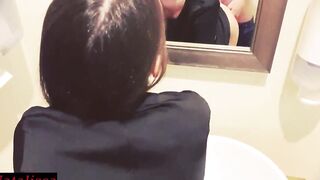 Slim 19 Year Old Gets Full Mouth Of Cum Into Restaurant's Restroom - Natalissa