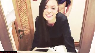 Slim 19 Year Old Gets Full Mouth Of Cum Into Restaurant's Restroom - Natalissa