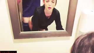 Slim 19 Year Old Gets Full Mouth Of Cum Into Restaurant's Restroom - Natalissa