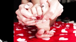 Small chick Caressing Her Foot with Oil - Feet Bdsm