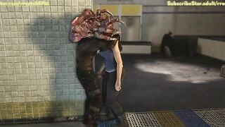 Jill Valentine inside Trouble 3D Monster porn animation