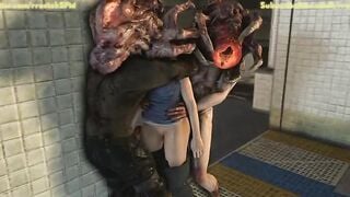 Jill Valentine inside Trouble 3D Monster porn animation