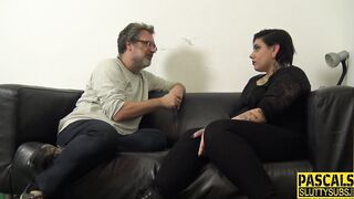 Mouth screwed chubby slave