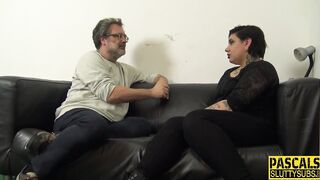 Mouth screwed chubby slave