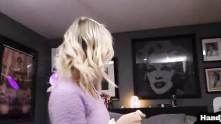 HJ 18 year old with panty bondage jerks pov dick and talks crazy