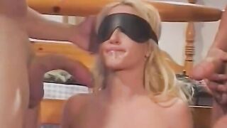 Blonde Hottie inside lace gets banged! doggy style while blowing penis