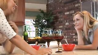 2 Bombshell white dyke Girl brew some wine and finger plowed each other