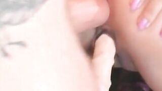 Young chinese with string of plastic nuts inside butt shoves sex toy up her vagina