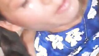 Young chinese with string of plastic nuts inside butt shoves sex toy up her vagina