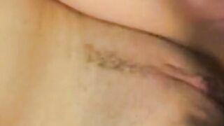 Perky little dark hair with a trimmed bush loves sucking off penis and getting nailed