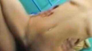 Perky little dark hair with a trimmed bush loves sucking off penis and getting nailed