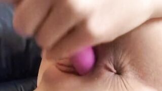 Perfect European blonde Bambi spreading her vagina wide open