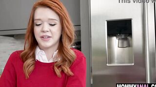 Red Head haired professor bribes schoolgirl with her anal hole