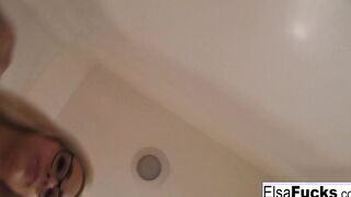 Small hot Elsa Jean fingered her bushy snatch