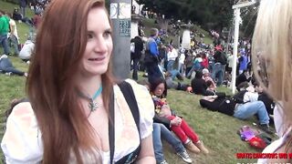 Pornocasting auf dem Oktoberfest mit Franzi - Outdoor blasen mit Spermawalk - Aische Pervers