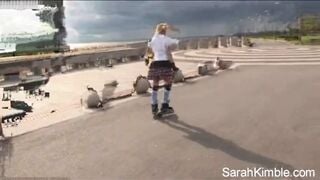 Sweet Sarah kimble roller blade on the part and showing her vagina closeup nude outside