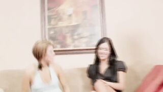 Alyssa fucks her lesbo friend while her man masturbates