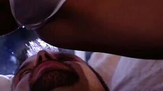Slutty eastern loves getting cum from huge penis on her boobies