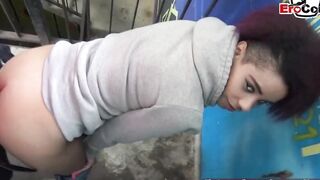 German ebony barely legal outdoors pick up and outdoor banged! point of view