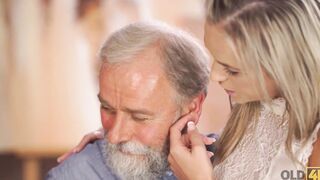 OLD4K. Charmer goes down to suck before doing it vaginally with professor