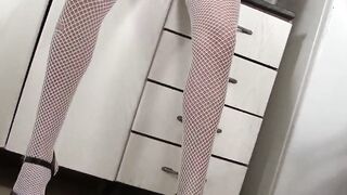 Jaquelin Soladad masturbates alone with long dildos